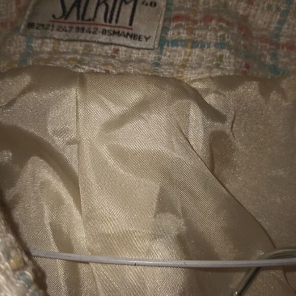 Salkim Vtg S Pieces 2 Vnt 100% Linen Plaid Lined 3/4 Sleeve Pockets Button W - Picture 2 of 14